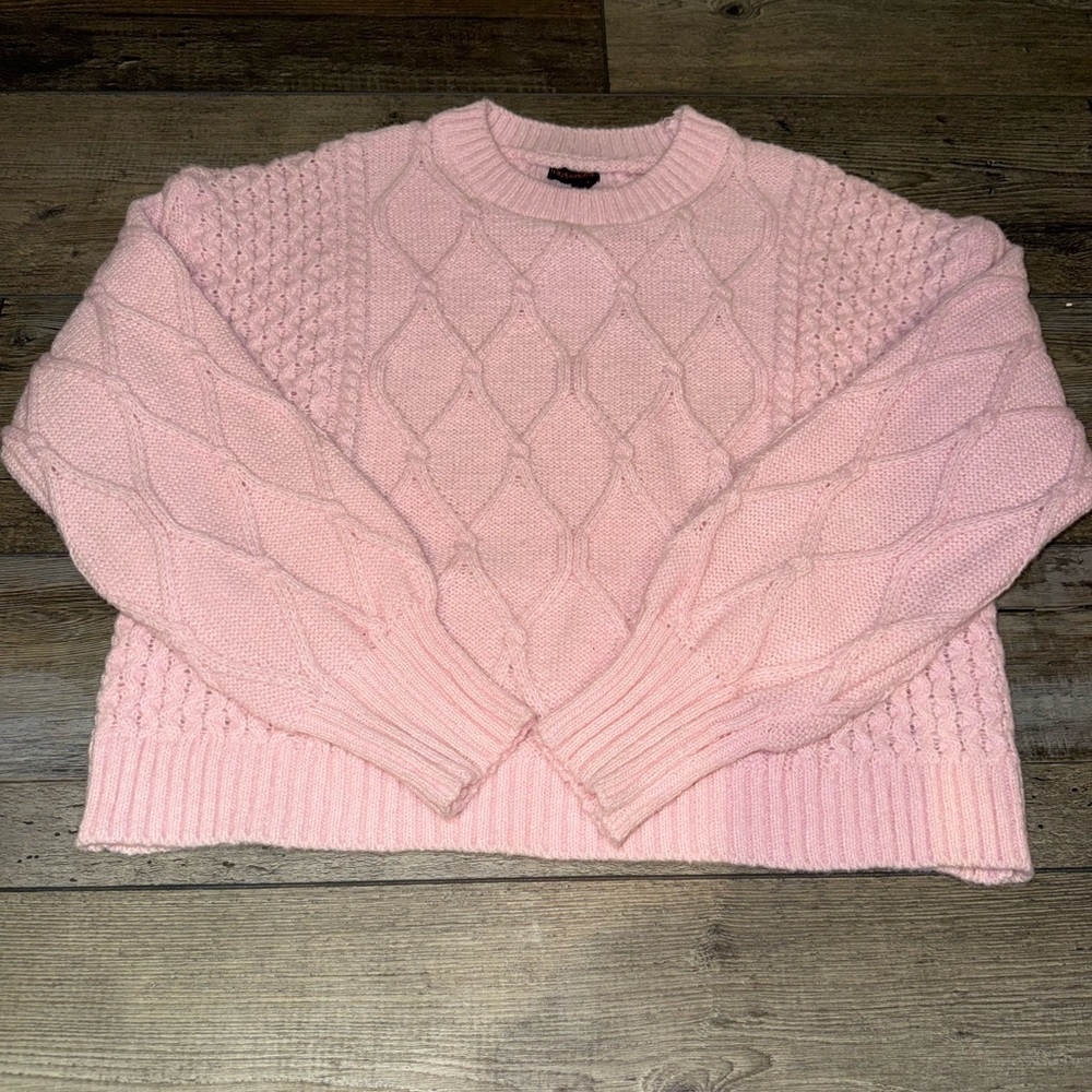 Pink Cable Knit Women's Sweater Medium